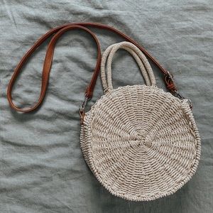 Rattan woven round purse